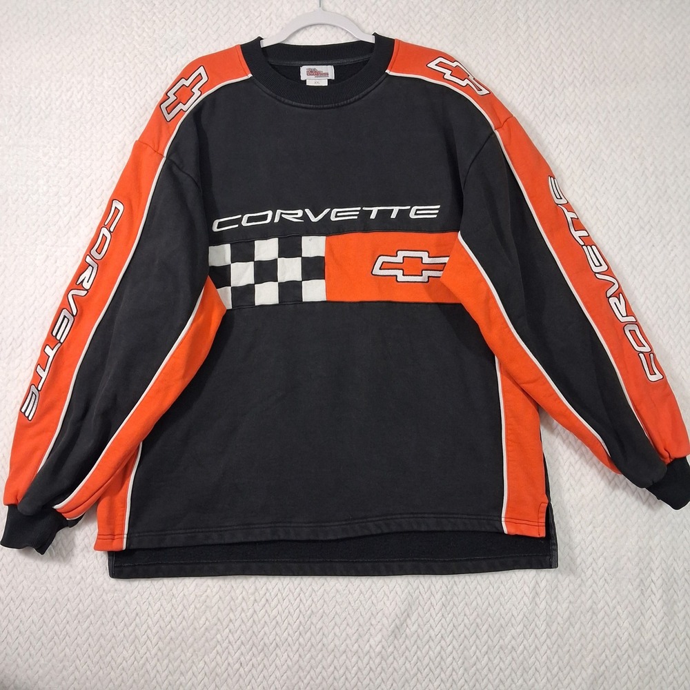 Vintage Racing Champions Corvette Sweatshirt Mens XXL Black Orange